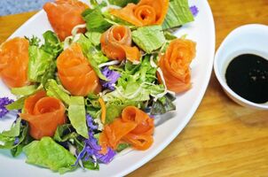 salad with salmon on ducano